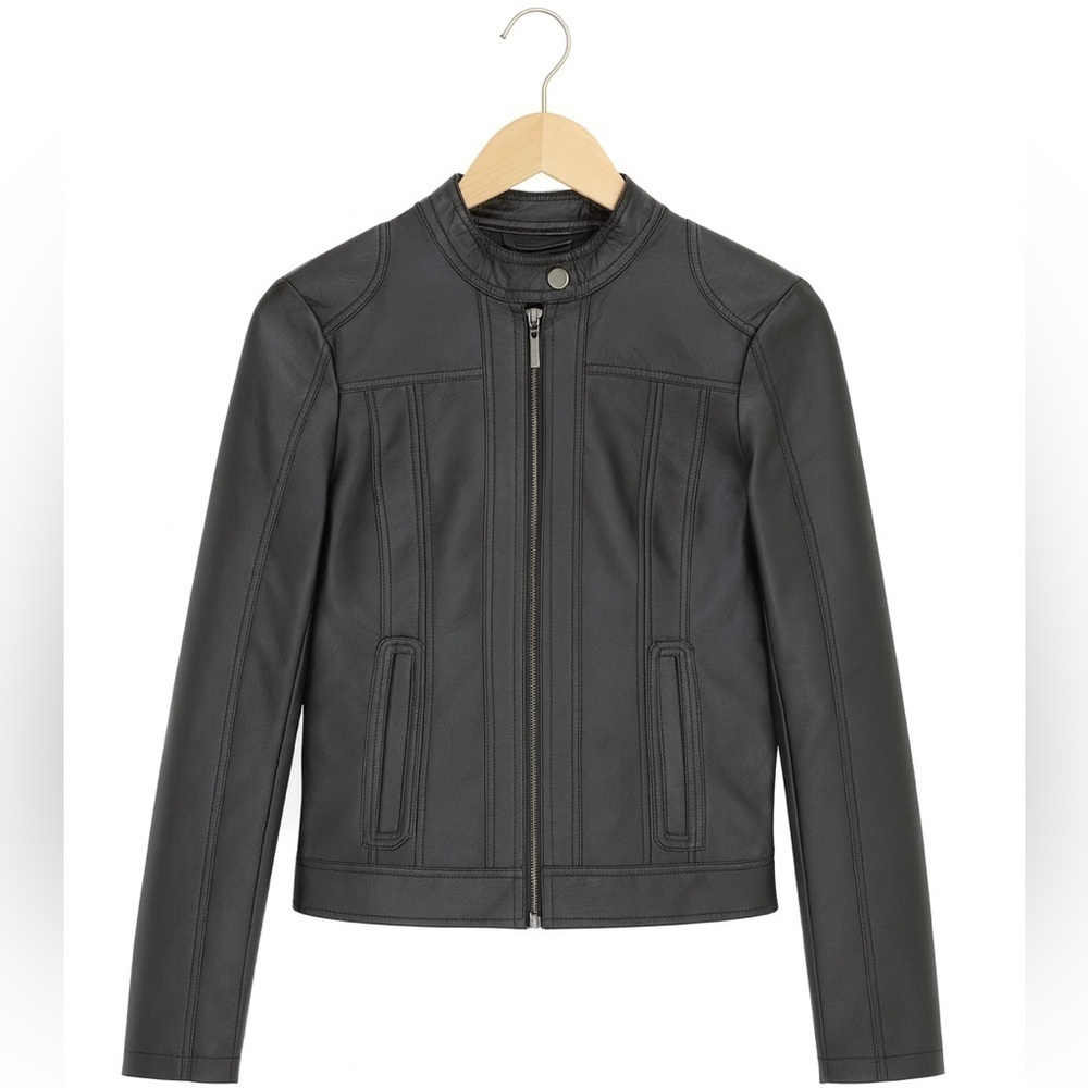 J2 by Jou Jou Women's Size Small Black Faux Leather Cropped Jacket. - Picture 1 of 2